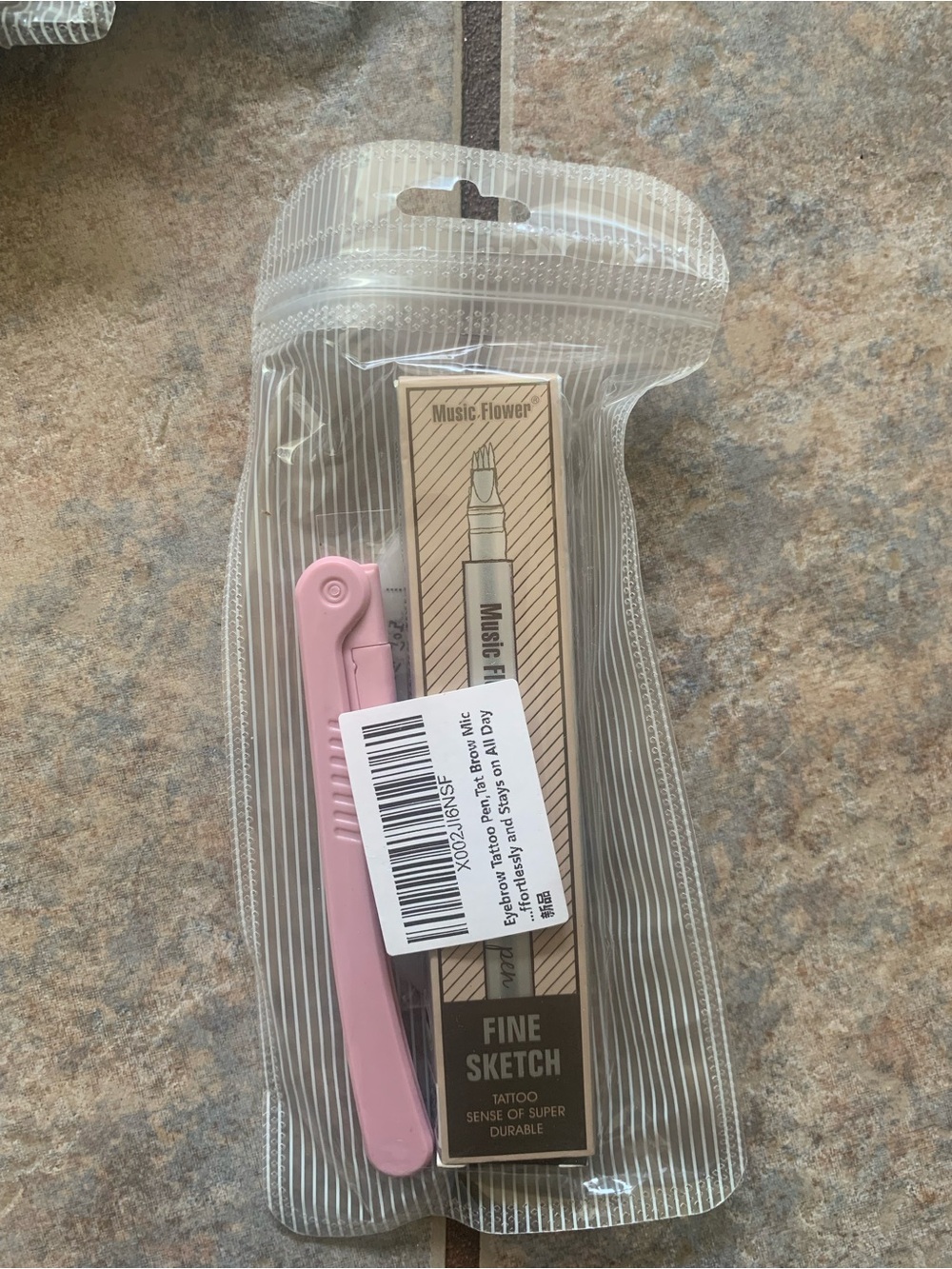 Microblading Eyebrow Pen - Soft Brown 
with Pink Razor